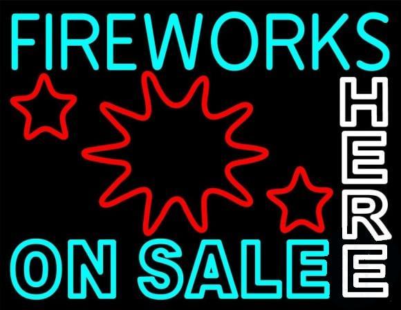 Fireworks On Sale Here Neon Sign